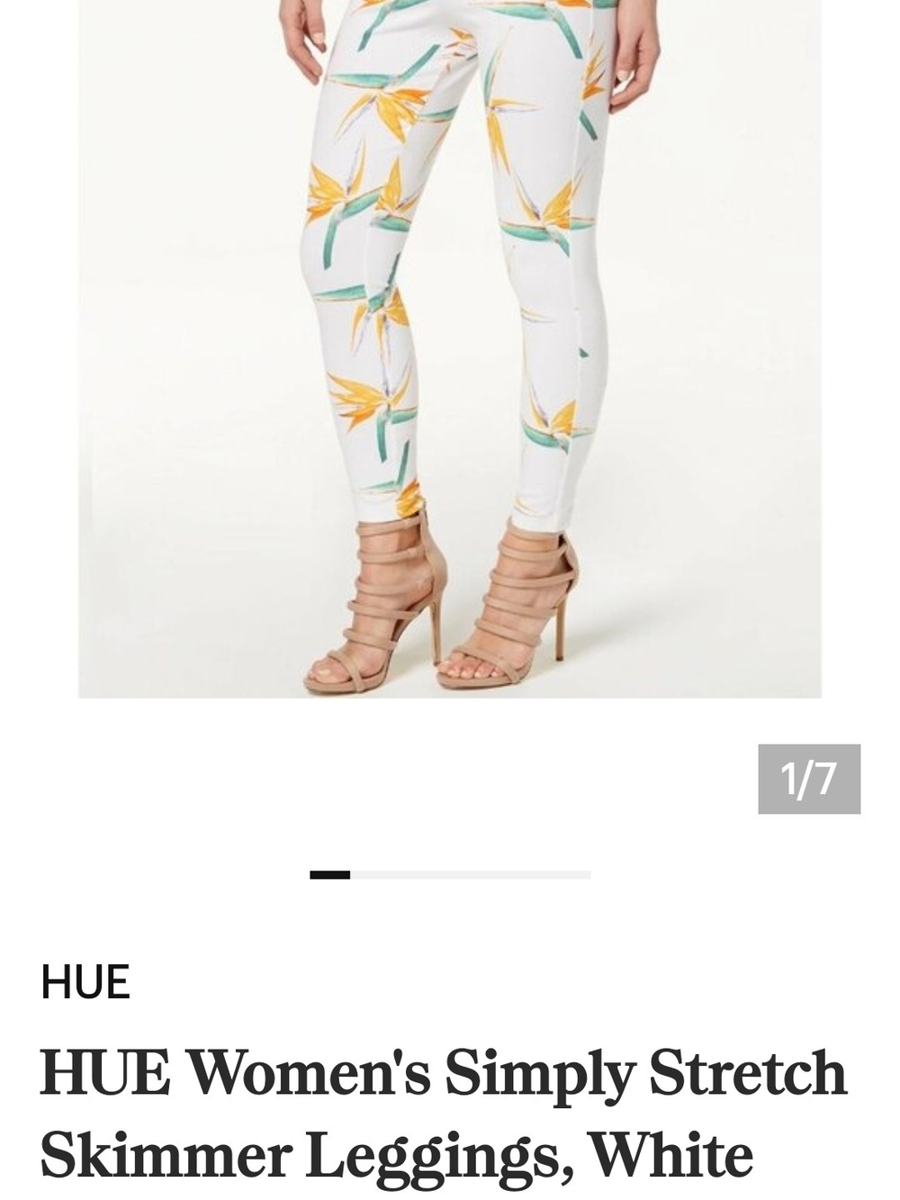 HUE White Leggings with Yellow & Green Floral Print